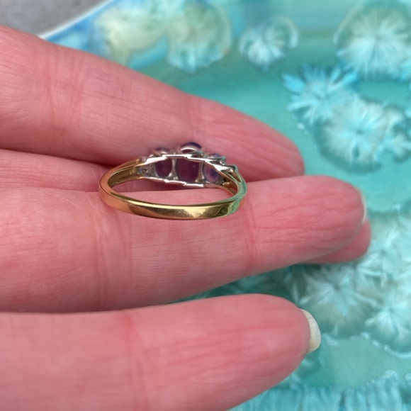 14K Yellow & White Gold Purple Stone (Tanzanite?) & Diamond Ring THL Approx 7 - Picture 8 of 16